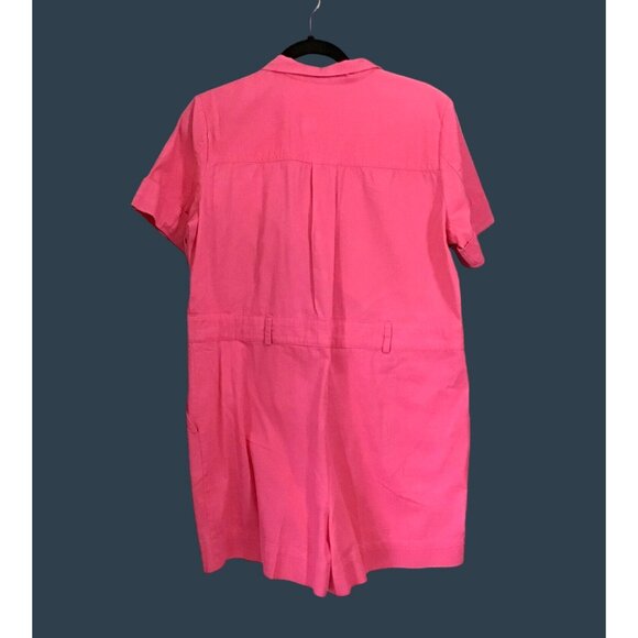 EXPRESS ROCKY BARNES WOMENS PINK BUTTON CLOSURE W/BELT SHORT ROMPER SIZE MEDIUM - Picture 2 of 8